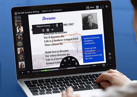 Screenshot of an audio comment over a PowerPoint slide