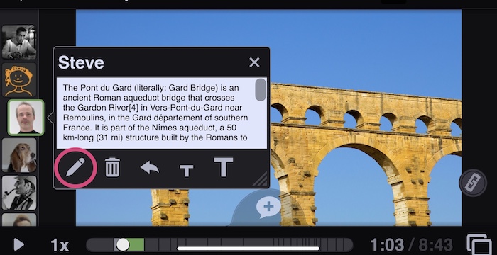 Screenshot of the text editing button