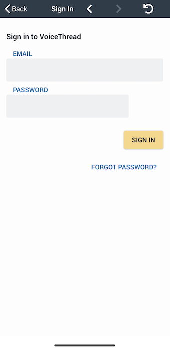 Screenshot of forgot password button