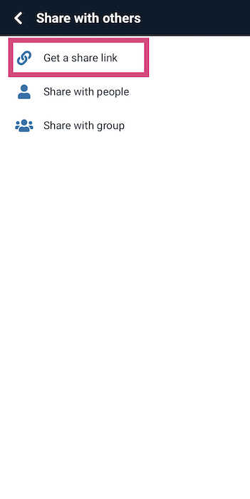 Screenshot of the button to copy the share link